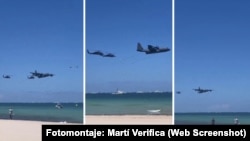 Capturas de video publicado en X. Aviones sobrevuelan costa de Florida.