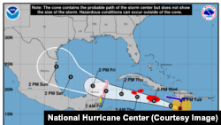 Proyecciones del Centro Nacional de Huracanes de EEUU, el 2 de julio de 2024.