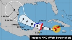 Cono de proyección del recorrido del huracán Beryl