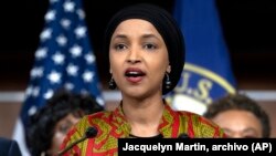 La representante Ilhan Omar, demócrata por Minnesota, habla durante una conferencia de prensa del Grupo Progresista del Congreso / Imagen de archivo - Jacquelyn Martin (AP)