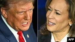 Combinación de fotografías del candidato presidencial republicano, el expresidente Donald Trump, y la candidata presidencial demócrata, la vicepresidenta Kamala Harris. (Saul Loeb/AFP)