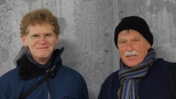 In this photo released by the World Food Prize Foundation, Cary Fowler, left, and Geoffrey Hawtin , (World Food Prize Foundation via AP)